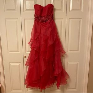 David’s Bridal tiered organza pink ball gown, sz 4